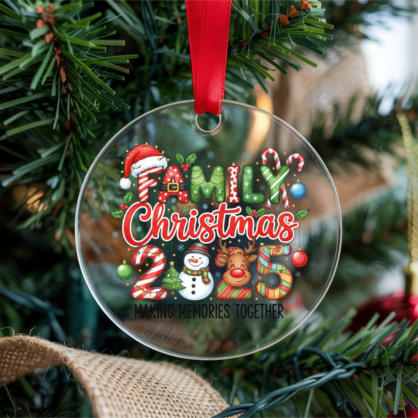 Round Acrylic Christmas Ornament with UV DTF Design