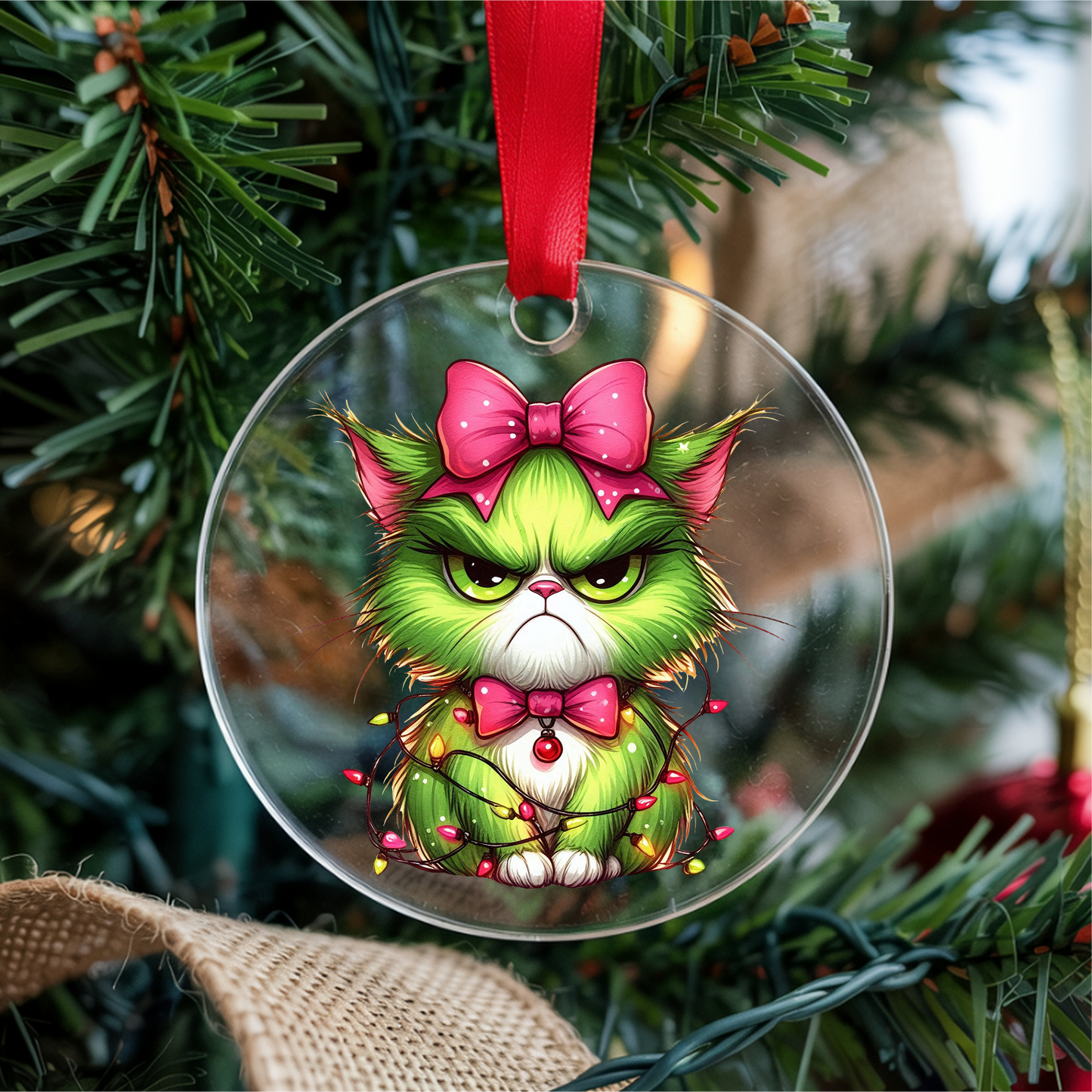 Round Acrylic Christmas Ornament with UV DTF Design
