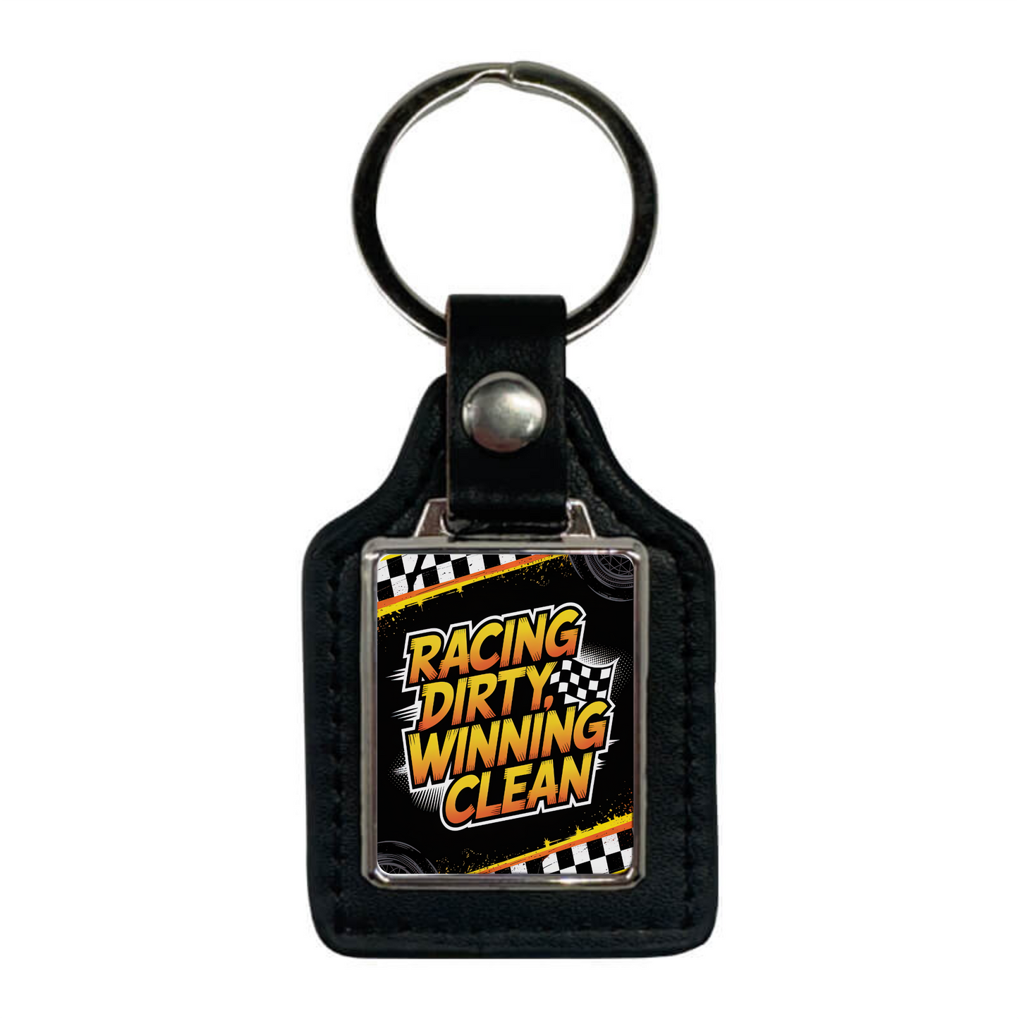 PU & Metal Square Keyring – Custom Printed Sublimation Keychain