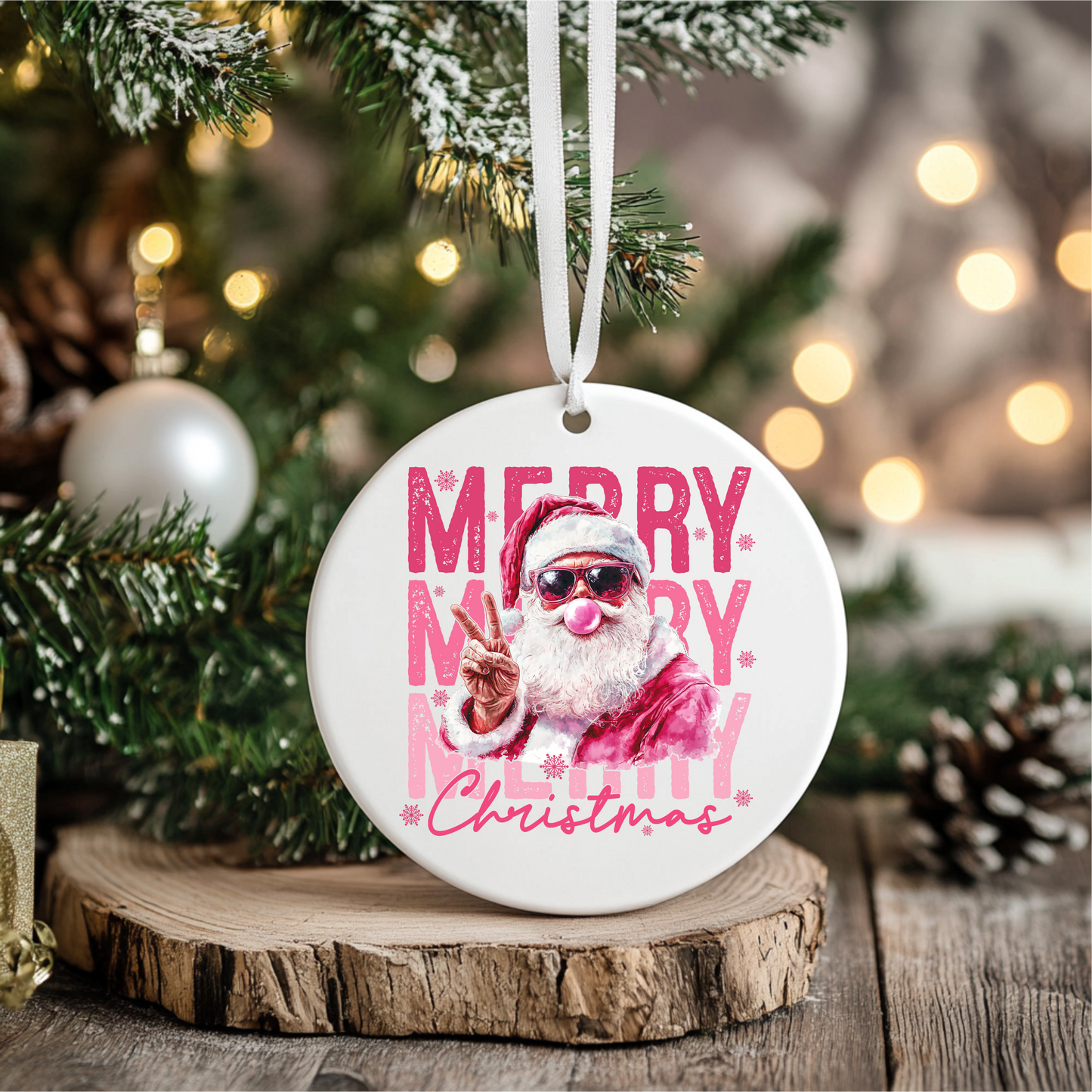 Round Acrylic Christmas Ornament with UV DTF Design