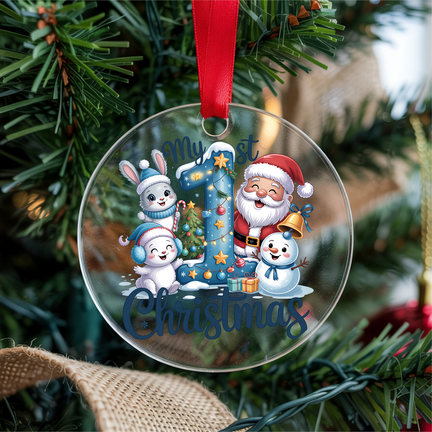 Round Acrylic Christmas Ornament with UV DTF Design