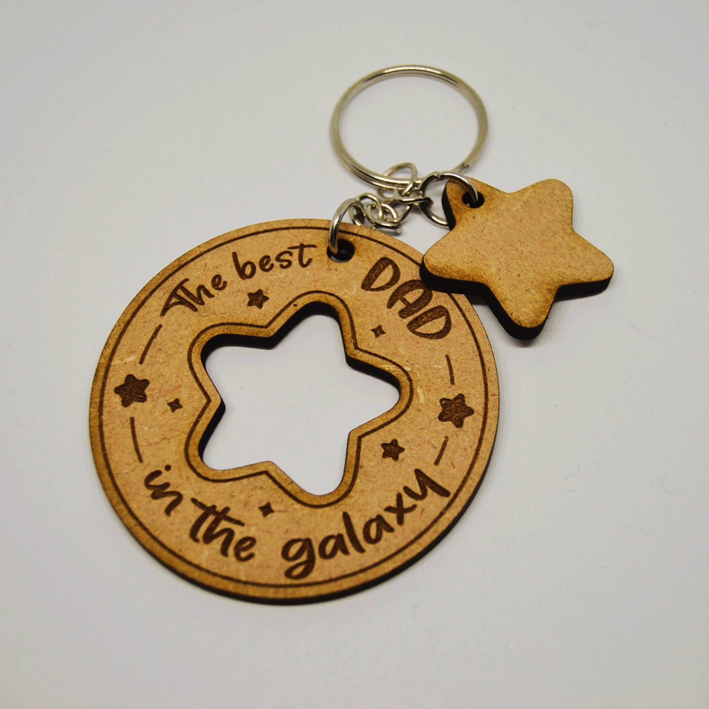 Father's Day Keyring with Charm - Best Dad in the Galaxy