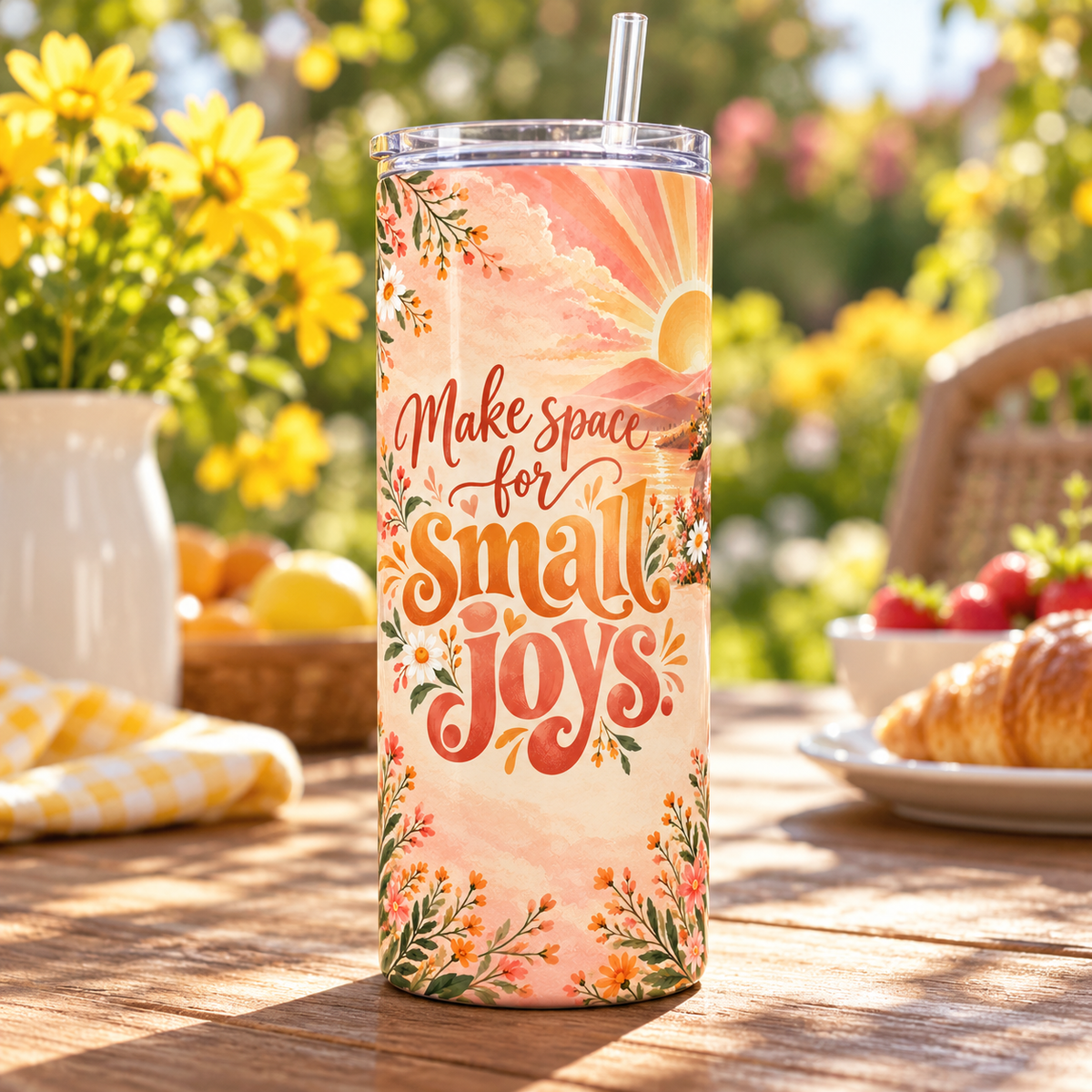 Joyful Sunshine 20oz Tumbler β lifestyle view
