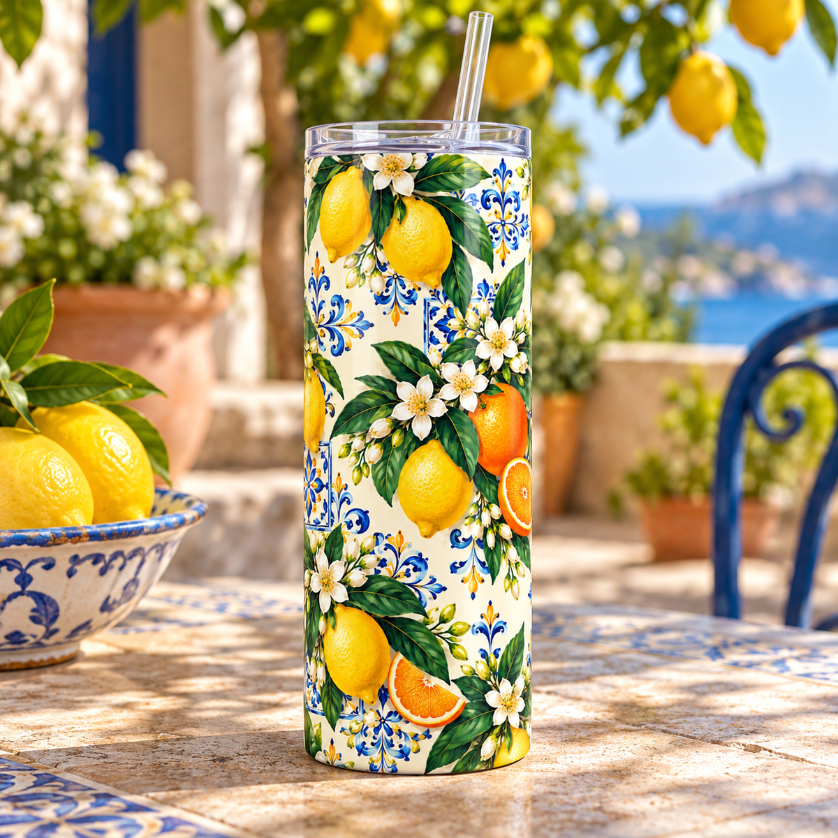 Mediterranean Citrus 20oz Tumbler – lifestyle view