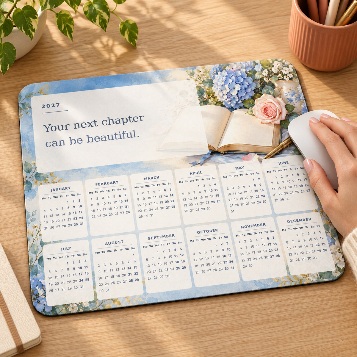 New Chapter 2027 Calendar Mousepad – lifestyle view