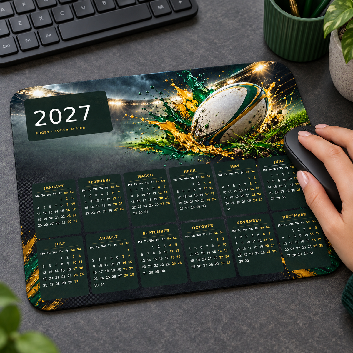 Rugby Impact 2027 Calendar Mousepad – lifestyle view