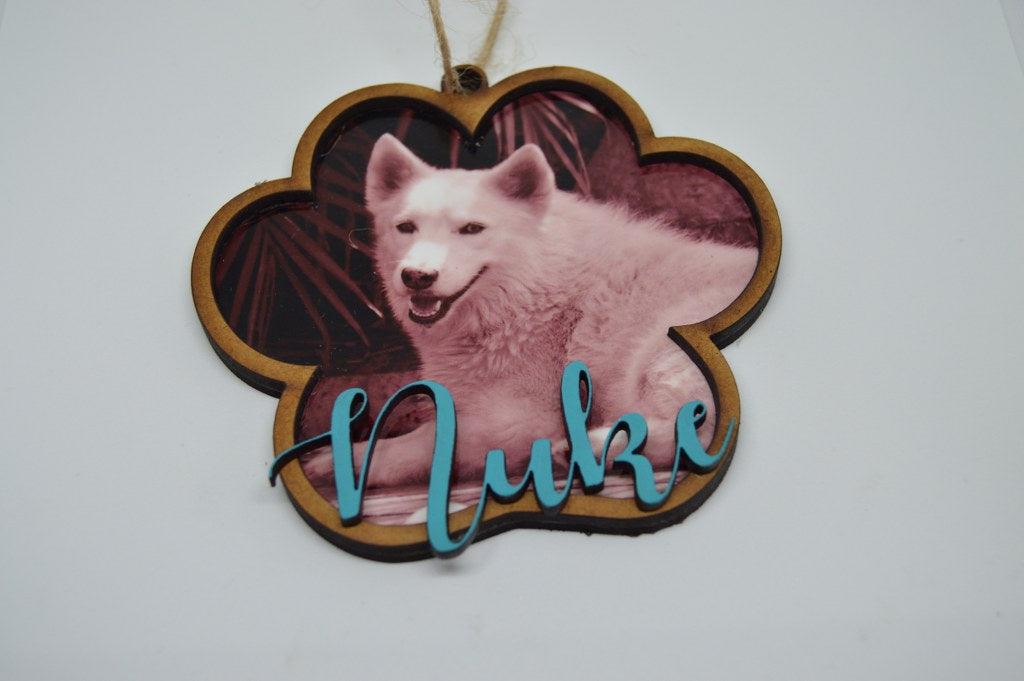 Christmas Ornament - Paw with photo and name - But Why Not - Personalized Gifts