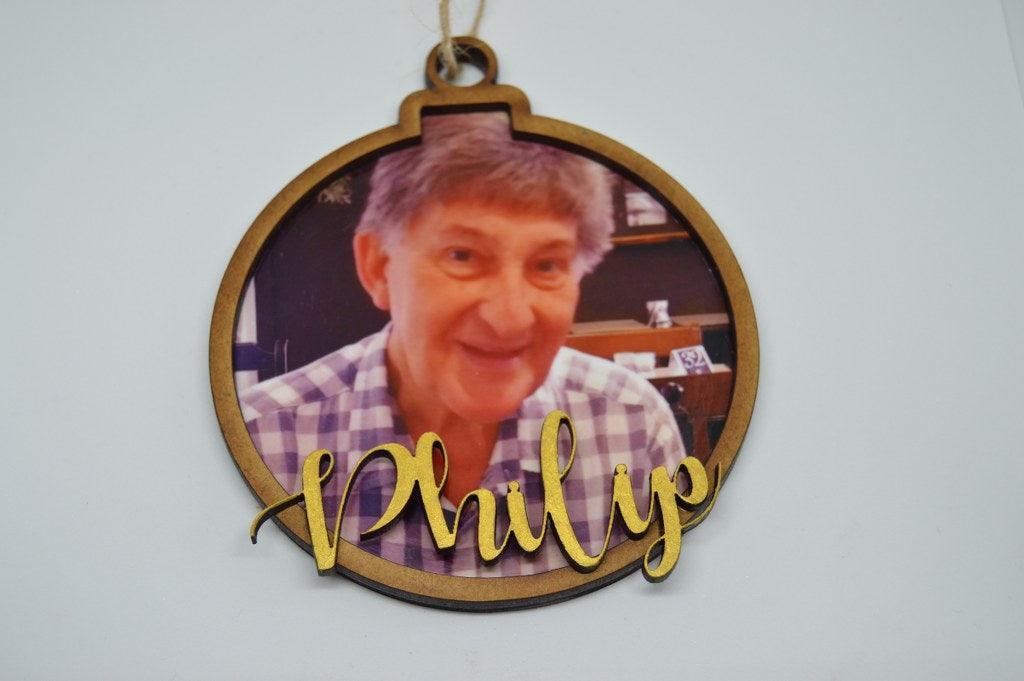 Christmas Ornament - Bauble with photo and name - But Why Not - Personalized Gifts