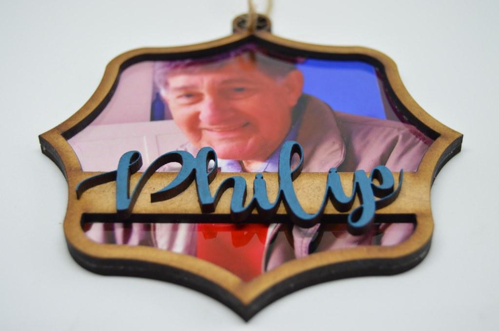Christmas Ornament - Badge with photo and name - But Why Not - Personalized Gifts