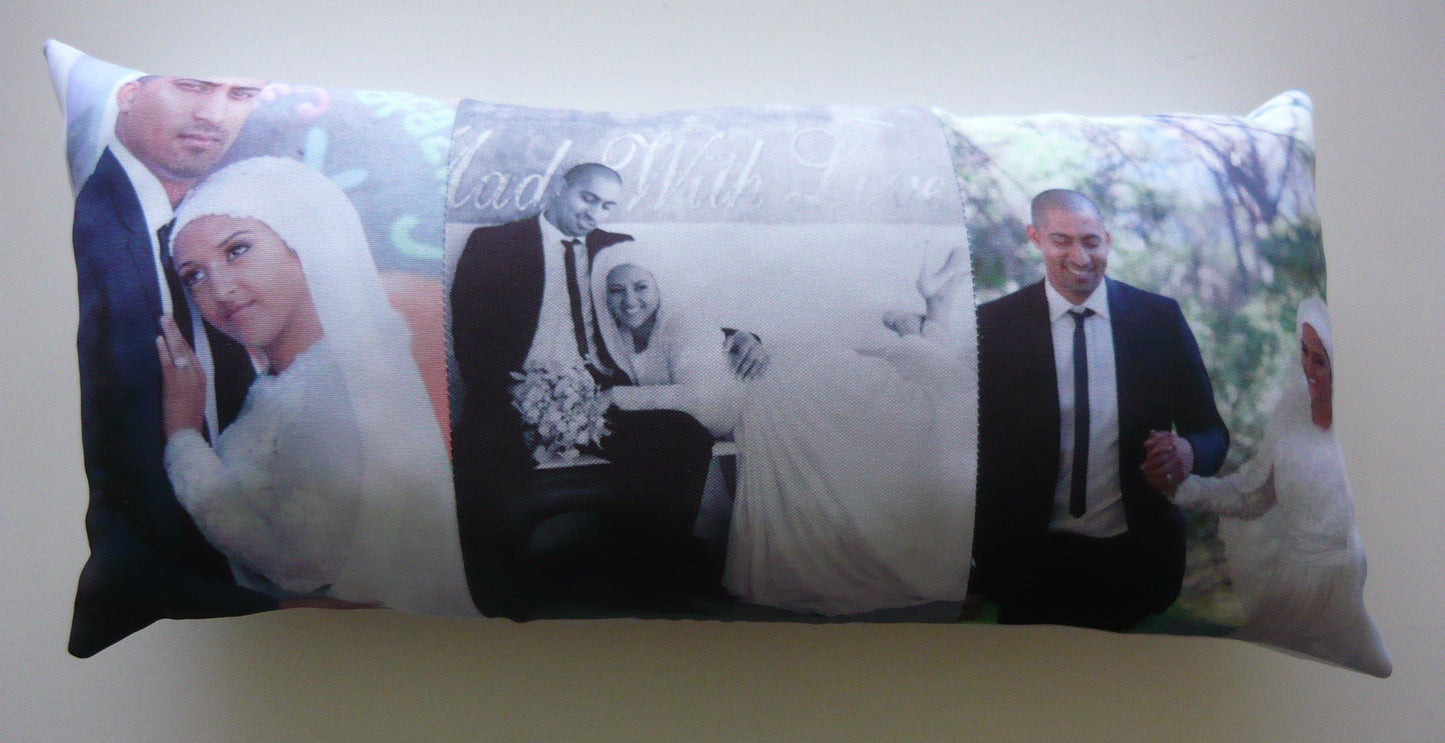 Longer Pillow with 3 Photos - But Why Not - Photo Gifts