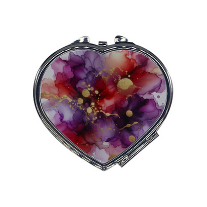 Heart-Shaped Compact Mirror – Custom Printed Personalised Pocket Mirror