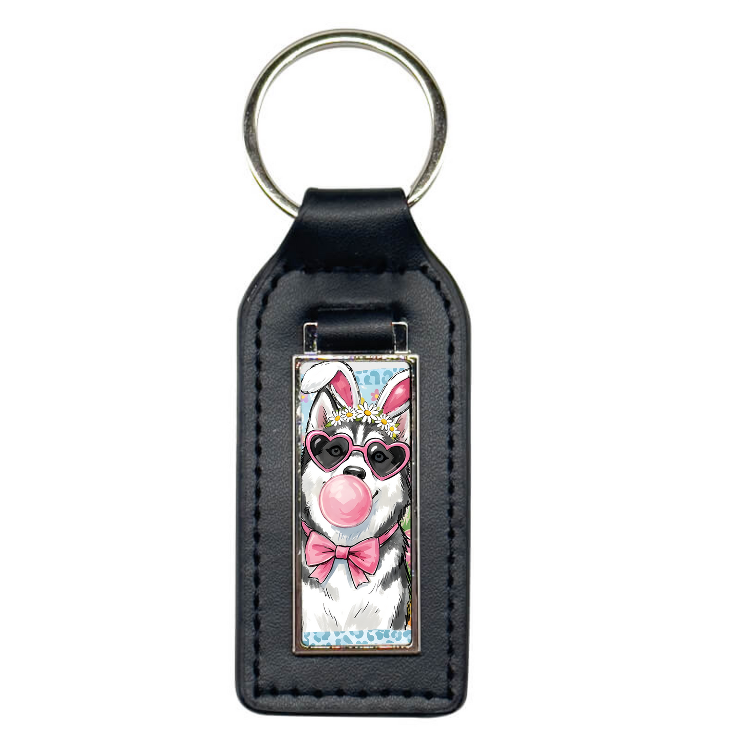 PU & Metal Rectangle Keyring – Custom Printed Sublimation Keychain
