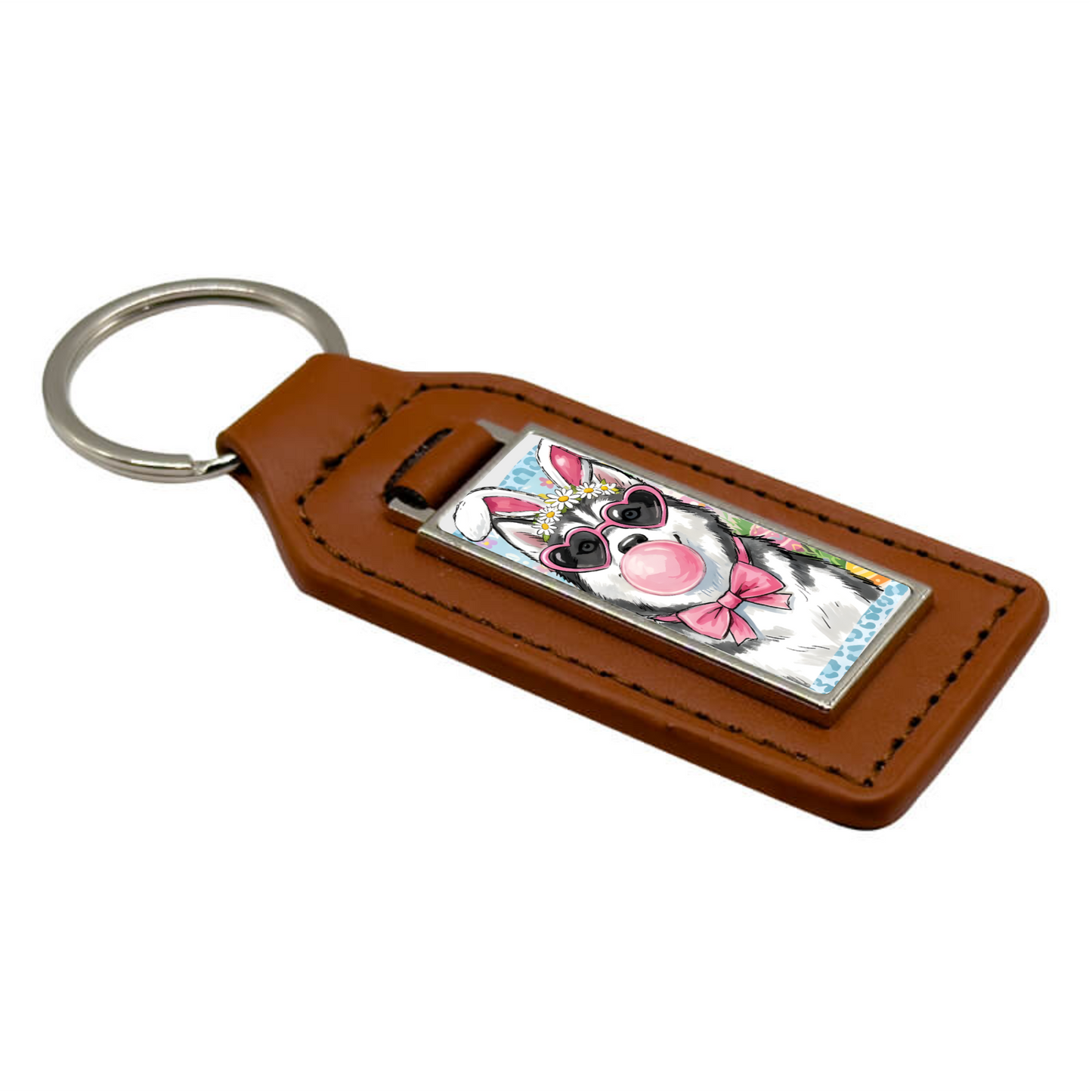 PU & Metal Rectangle Keyring – Custom Printed Sublimation Keychain