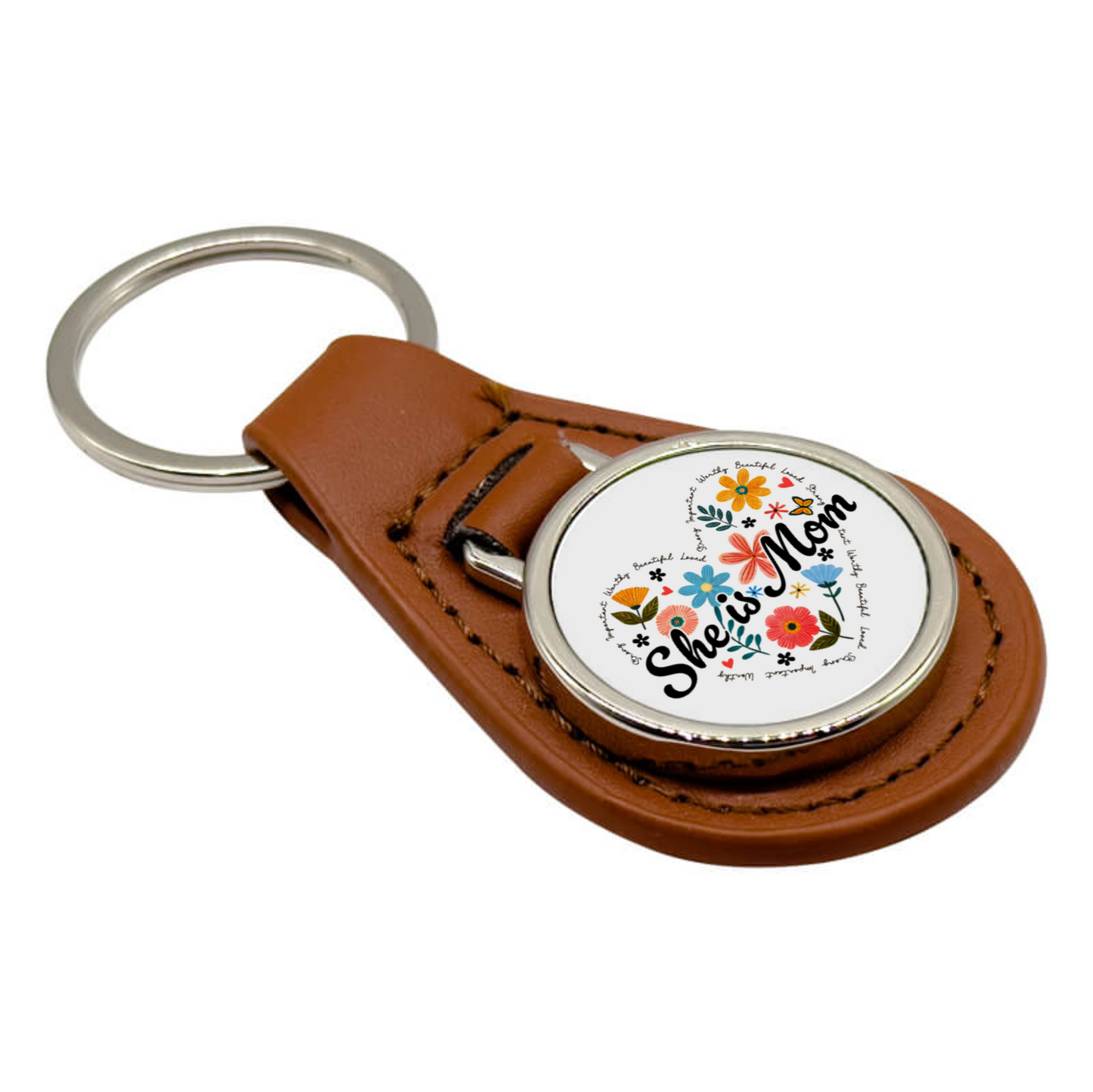 PU & Metal Round Keyring – Custom Printed Sublimation Keychain
