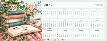 Bookish Bliss 2027 calendar desk mat full design – 780 × 300 mm