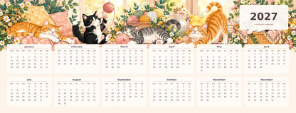 Playful Cats 2027 calendar desk mat full design – 780 × 300 mm