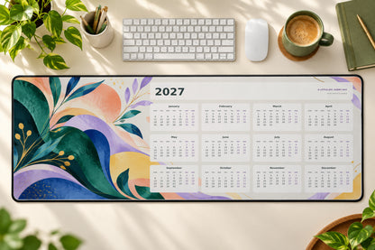 Modern Colour Blocks 2027 calendar desk mat – illustrative printed product mockup