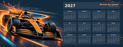 Papaya Pulse 2027 calendar desk mat full design – 780 × 300 mm