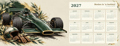 British Racing Green 2027 calendar desk mat full design – 780 × 300 mm