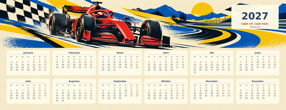 Race Day Pop 2027 calendar desk mat full design – 780 × 300 mm