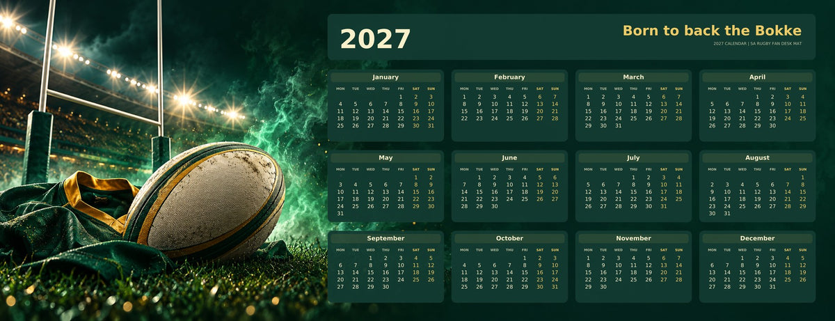 Stadium Nights 2027 calendar desk mat full design – 780 × 300 mm
