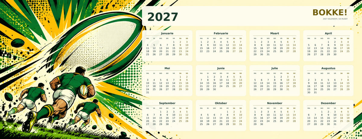 Bokke Pop Art 2027 calendar desk mat full design – 780 × 300 mm