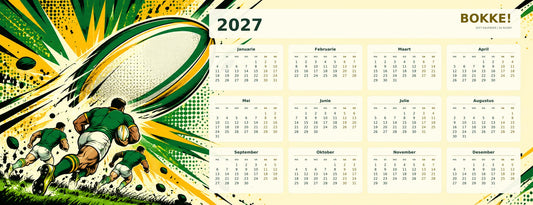Bokke Pop Art 2027 calendar desk mat full design – 780 × 300 mm