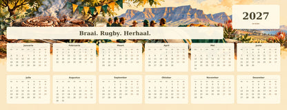 Braai and Rugby 2027 calendar desk mat full design – 780 × 300 mm