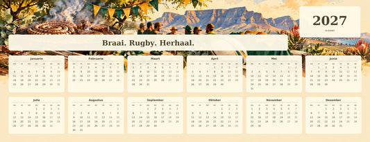 Braai and Rugby 2027 calendar desk mat full design – 780 × 300 mm