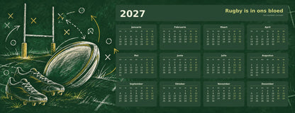 Chalkboard Playbook 2027 calendar desk mat full design – 780 × 300 mm