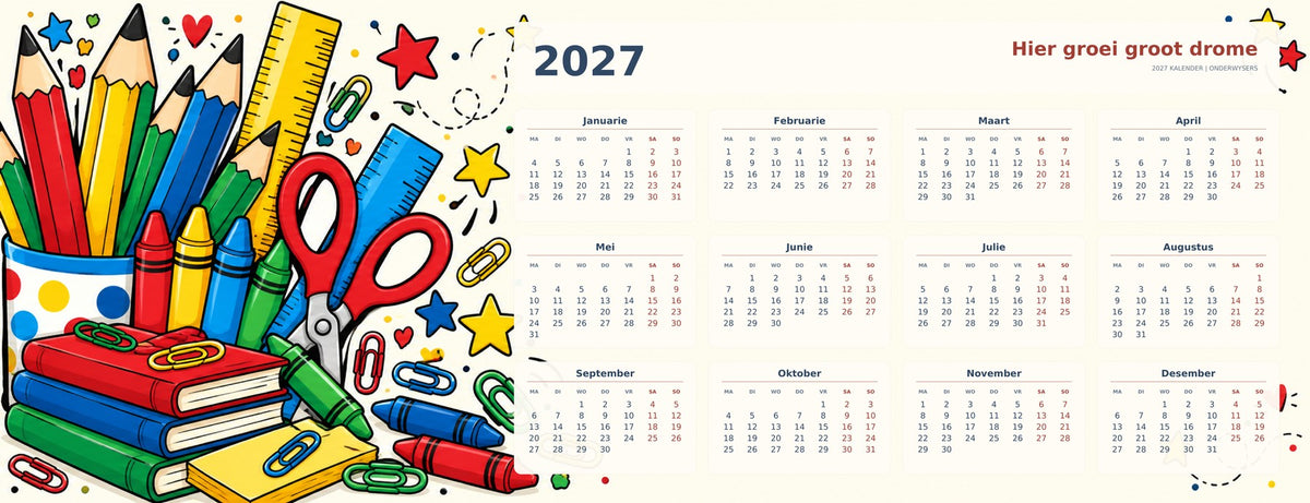 Pencil Party 2027 calendar desk mat full design – 780 × 300 mm
