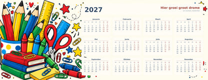 Pencil Party 2027 calendar desk mat full design – 780 × 300 mm