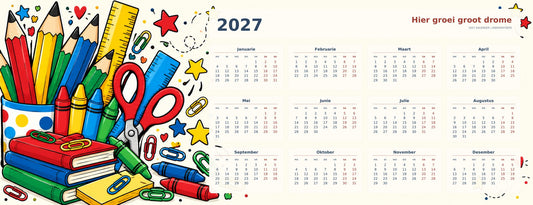 Pencil Party 2027 calendar desk mat full design – 780 × 300 mm