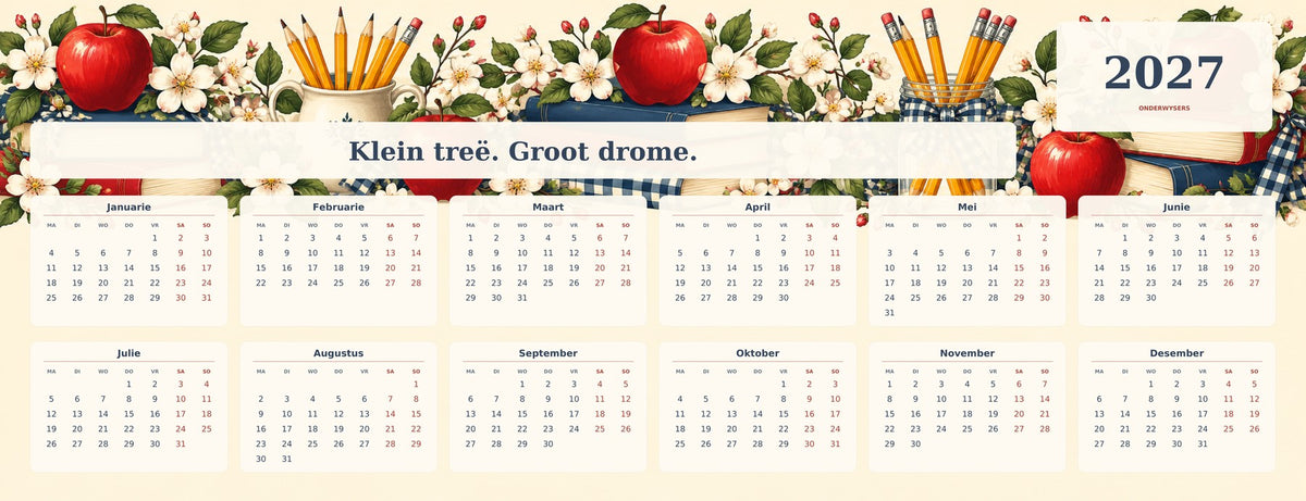 Apple Gingham 2027 calendar desk mat full design – 780 × 300 mm