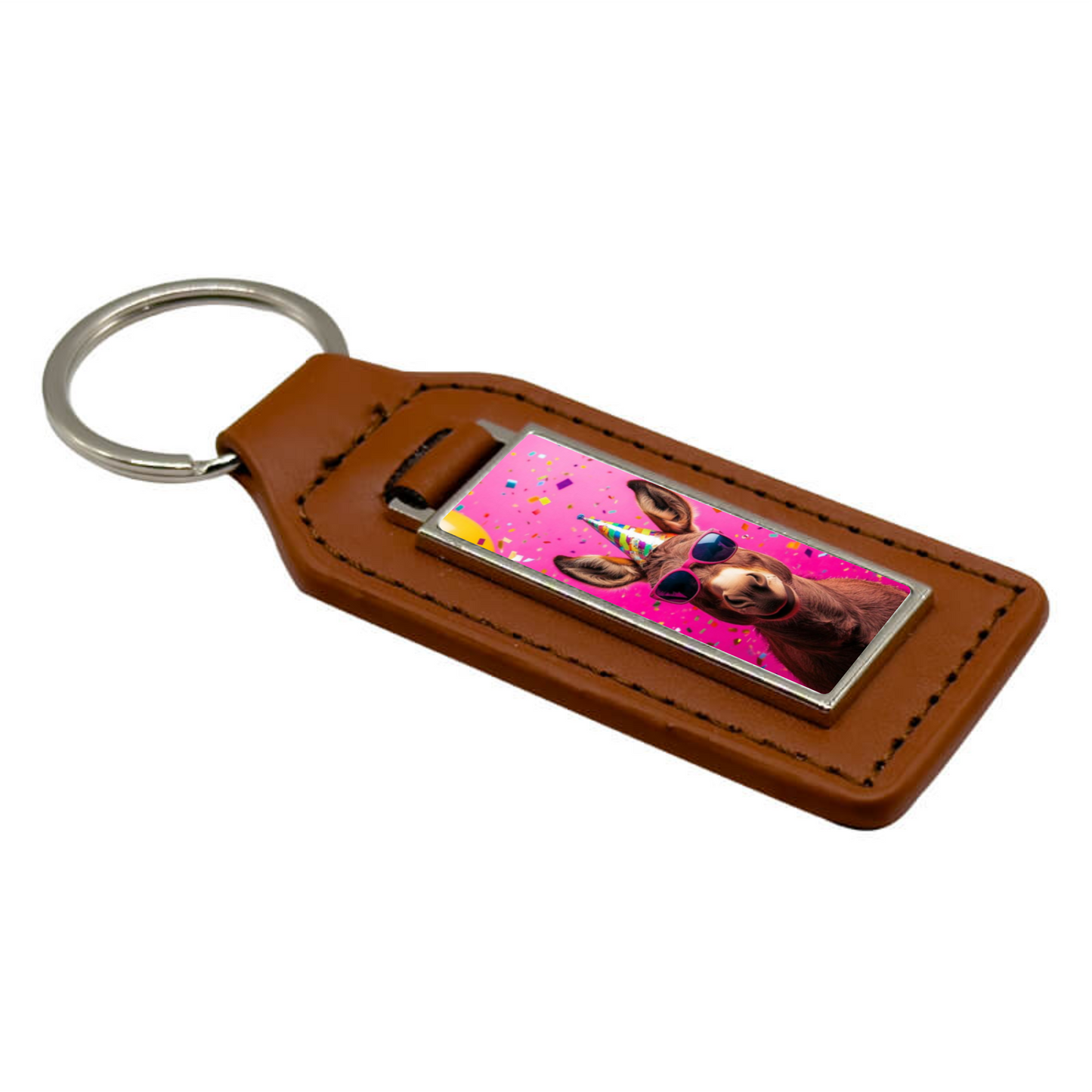 PU & Metal Rectangle Keyring – Custom Printed Sublimation Keychain