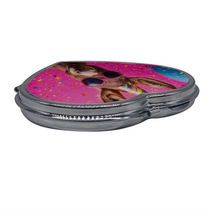 Heart-Shaped Compact Mirror – Custom Printed Personalised Pocket Mirror
