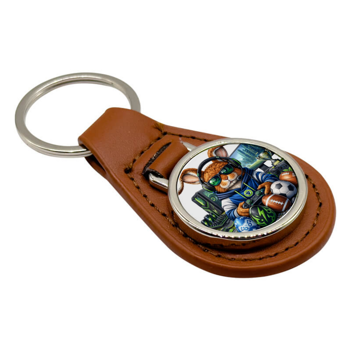 PU & Metal Round Keyring – Custom Printed Sublimation Keychain