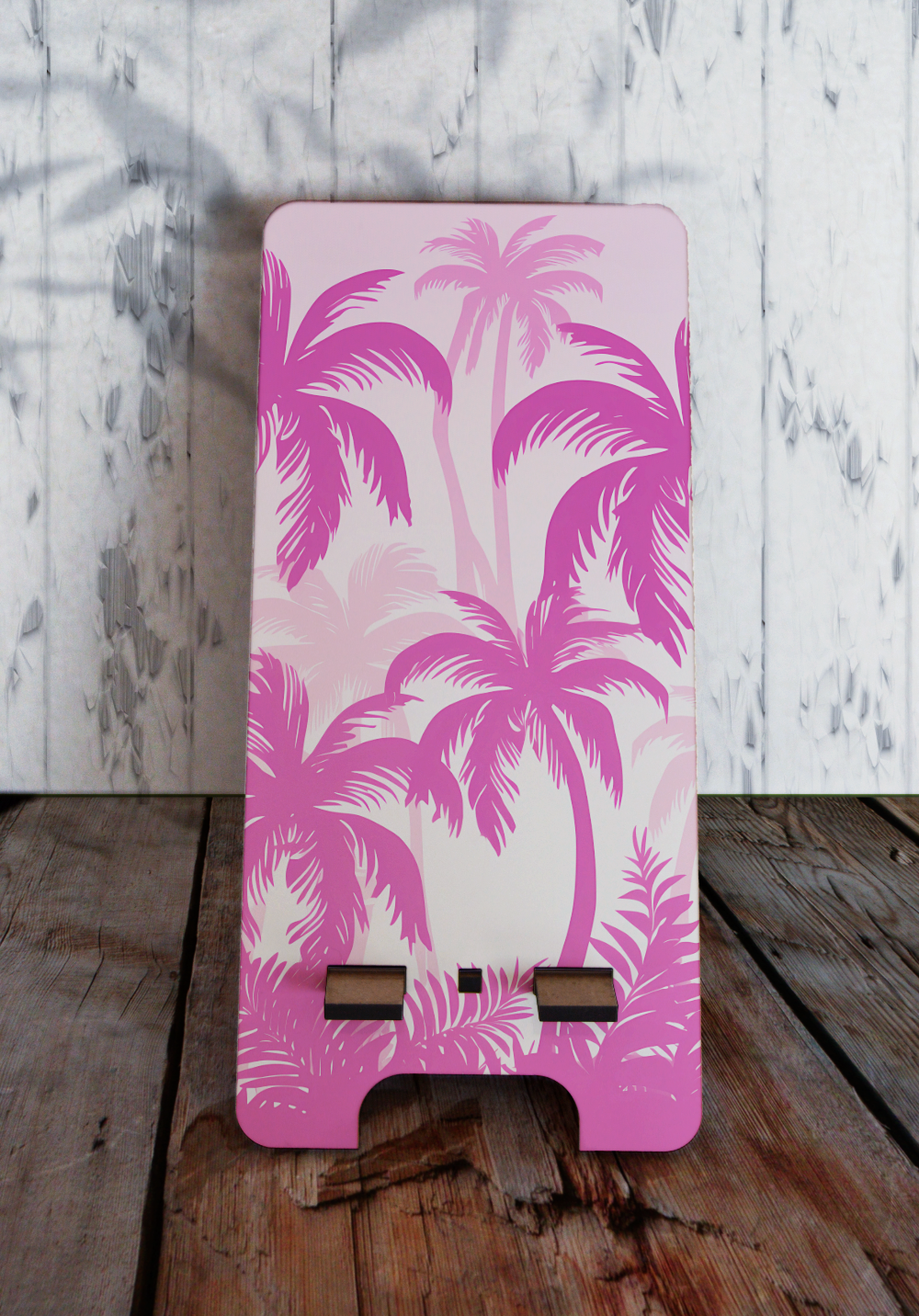 Phone stand (small) - Pink palm trees