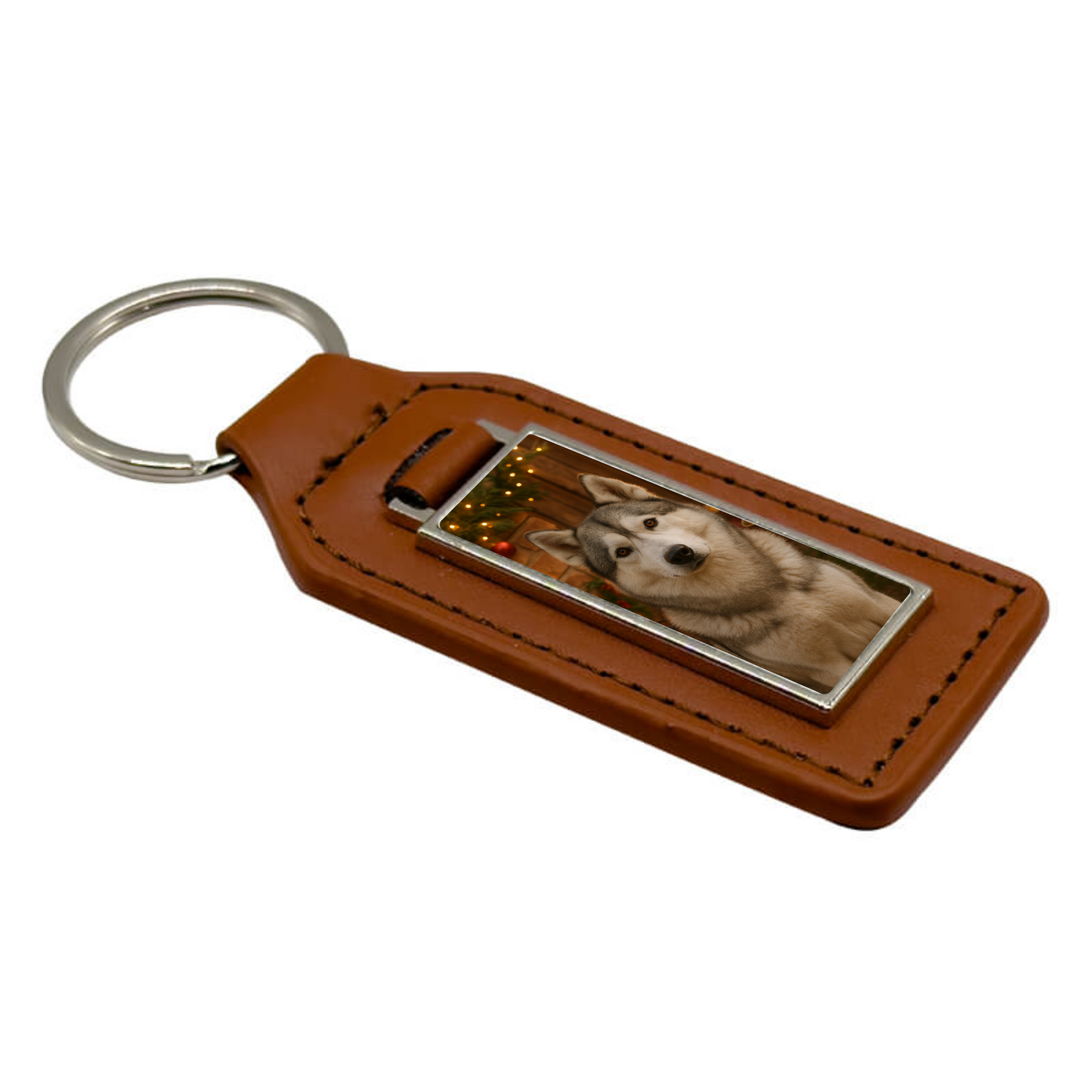 PU & Metal Rectangle Keyring – Custom Printed Sublimation Keychain