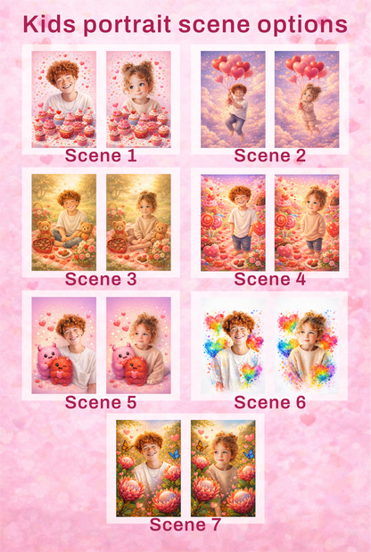 👧 Valentine Kids Portraits – Digital Artwork