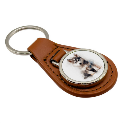 PU & Metal Round Keyring – Custom Printed Sublimation Keychain
