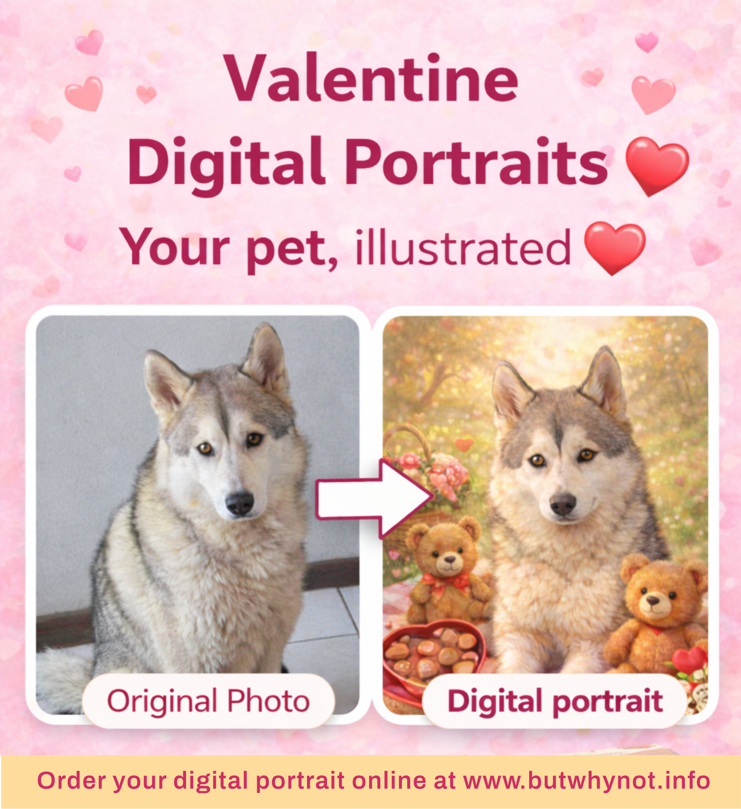 🐾 Valentine Pet Portraits – Digital Artwork