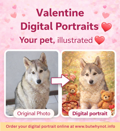 🐾 Valentine Pet Portraits – Digital Artwork