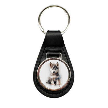 PU & Metal Round Keyring – Custom Printed Sublimation Keychain