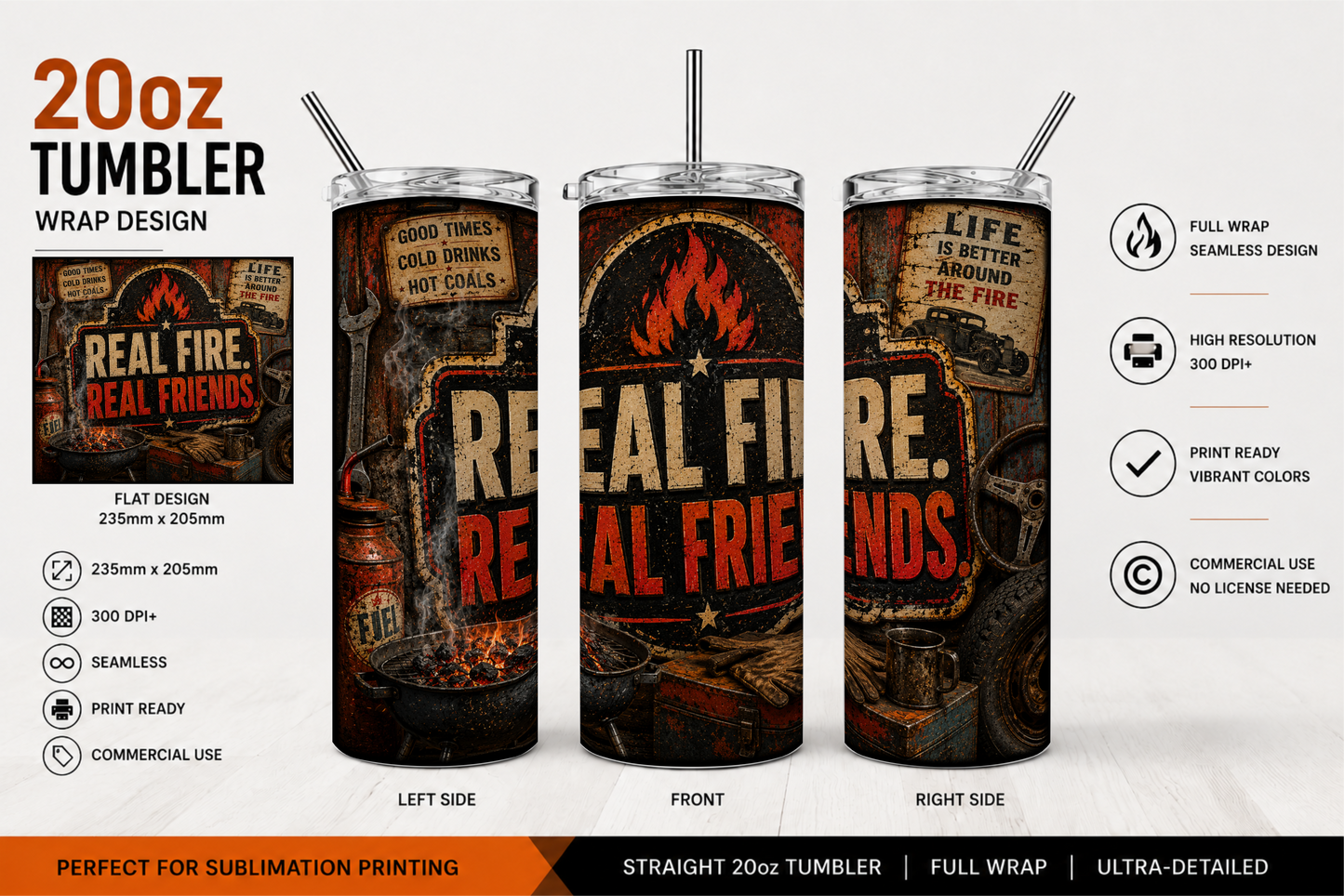 Premium 20oz Straight Tumbler Wrap Design - BraaiSA 59