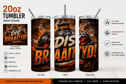 Premium 20oz Straight Tumbler Wrap Design - BraaiSA 05