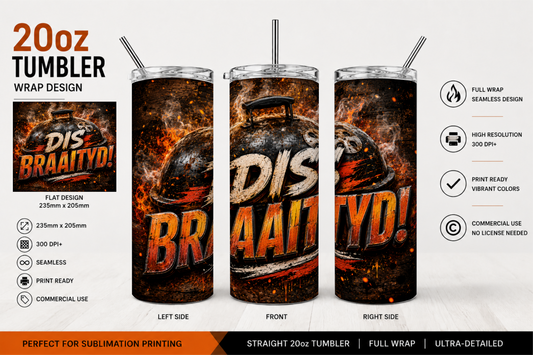 Premium 20oz Straight Tumbler Wrap Design - BraaiSA 05