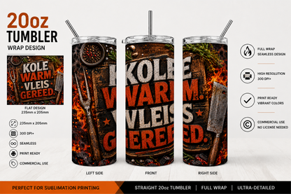 Premium 20oz Straight Tumbler Wrap Design - BraaiSA 07