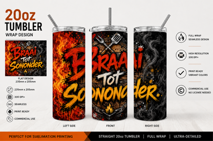 Premium 20oz Straight Tumbler Wrap Design - BraaiSA 08
