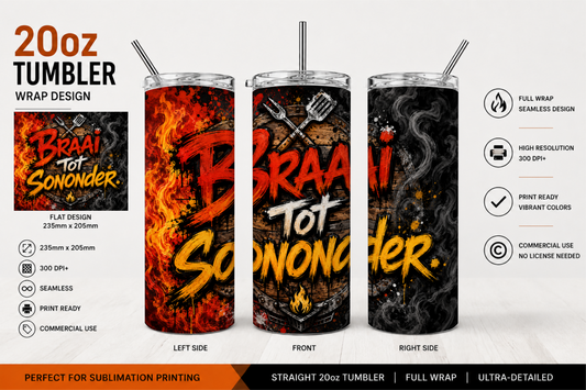 Premium 20oz Straight Tumbler Wrap Design - BraaiSA 08